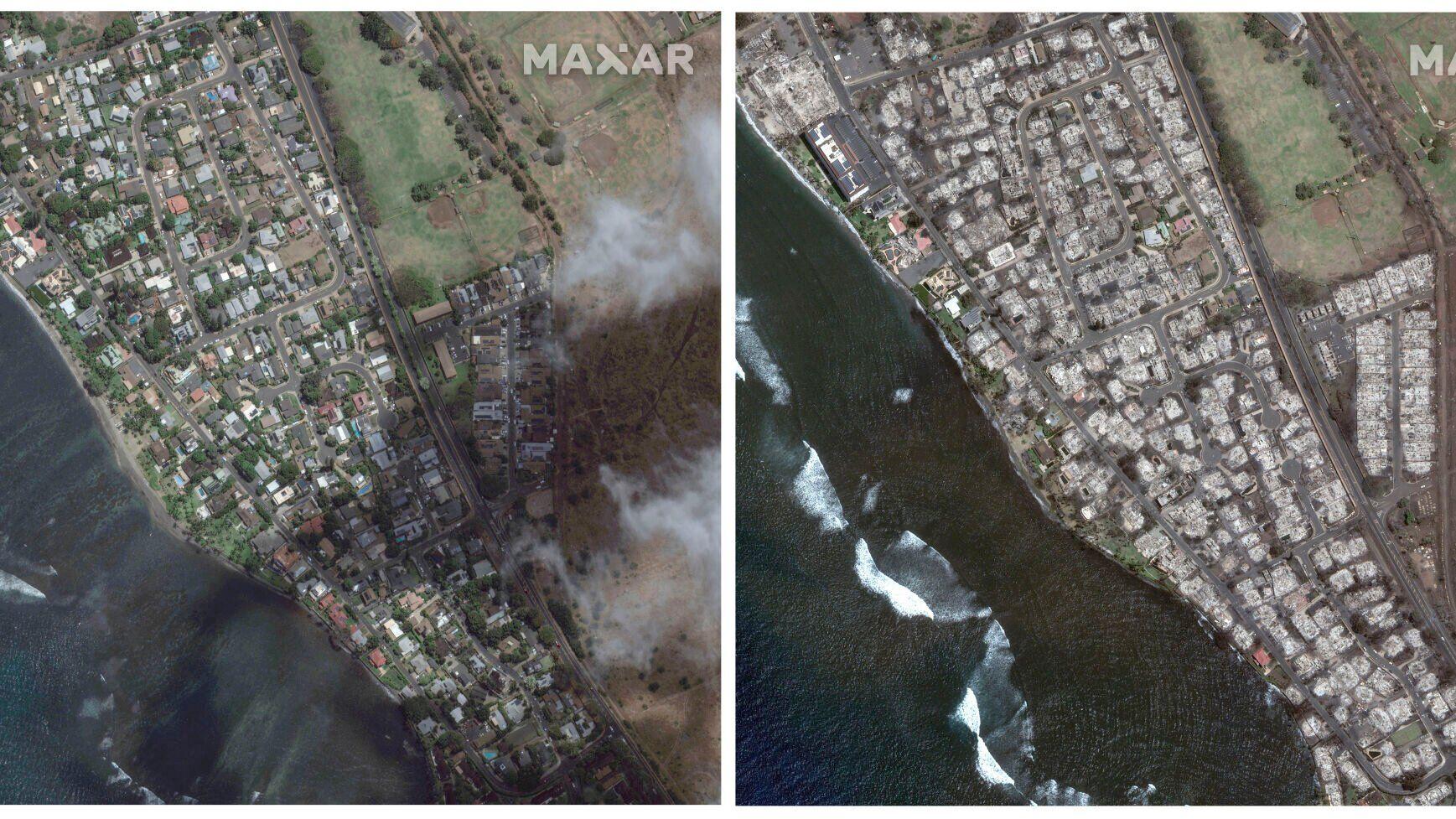 Before-and-after satellite images show Maui devastation in stark contrast